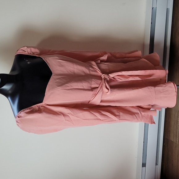 Superdown Blush Khloe Ruffle Puff Sleeve Mini tie Dress whimsical Feminine xs - Picture 4 of 16